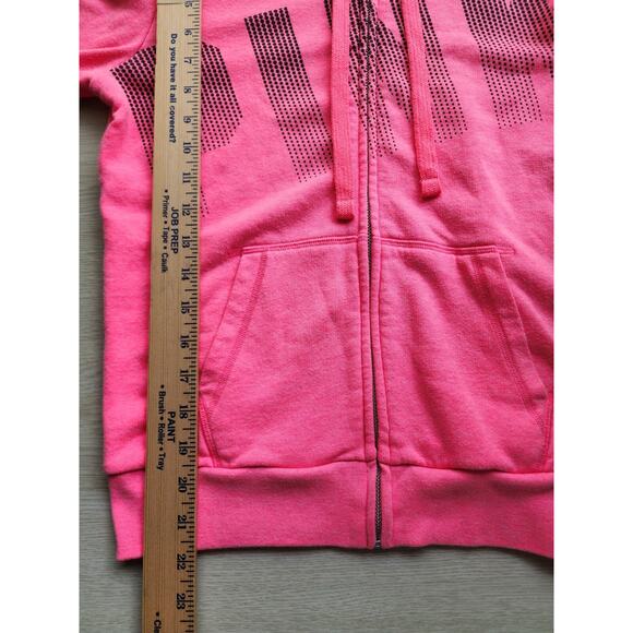 JACKET/HOODIE-VICTORIA'S SECRET-PINK-Bright Pink-Hood-Long Sleeves-Zipper-SM-P - Picture 9 of 12